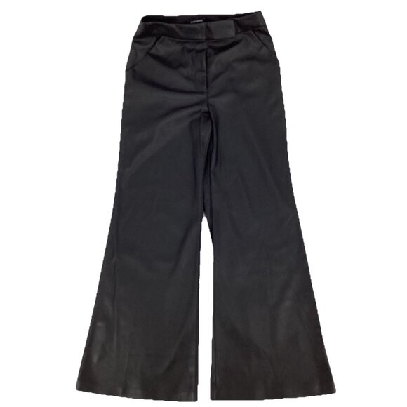 NWT Express Women’s High Rise Wide Leg Faux Leather Pants Black Size 6S MSRP $98 - Picture 1 of 10